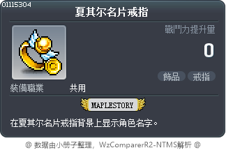 夏其尔名片戒指 Tooltip