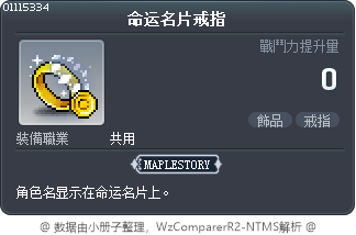 命运名片戒指 Tooltip
