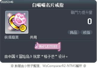 白喵喵名片戒指 Tooltip
