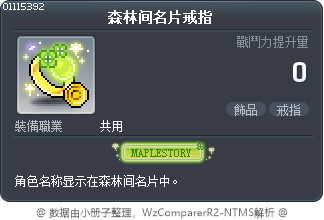 森林间名片戒指 Tooltip