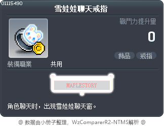 雪娃娃聊天戒指 Tooltip