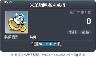 呆呆海鸥名片戒指 Tooltip