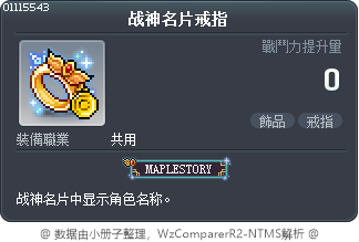 战神名片戒指 Tooltip