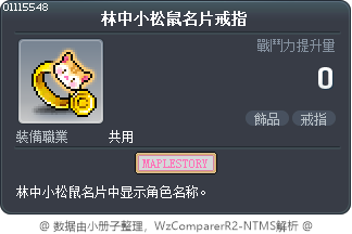林中小松鼠名片戒指 Tooltip