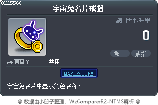 宇宙兔名片戒指 Tooltip