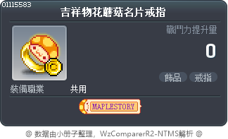 吉祥物花蘑菇名片戒指 Tooltip