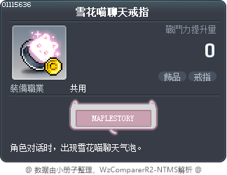 雪花喵聊天戒指 Tooltip