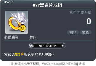 MVP黑名片戒指 Tooltip