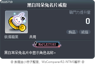 黑白耳朵兔名片戒指 Tooltip