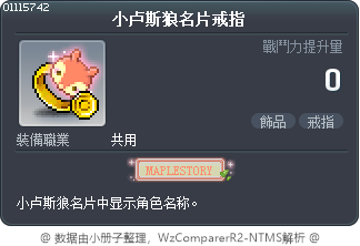小卢斯狼名片戒指 Tooltip