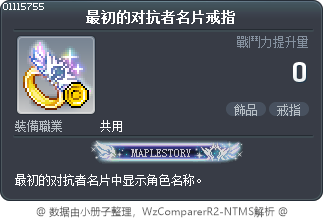最初的对抗者名片戒指 Tooltip