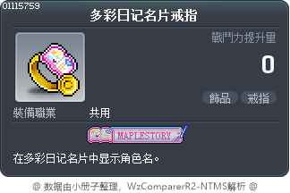 多彩日记名片戒指 Tooltip
