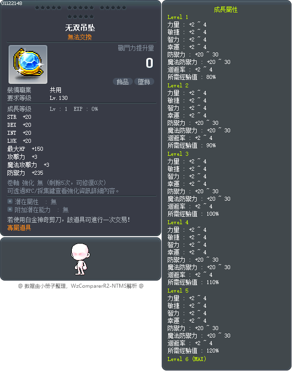 无双吊坠 Tooltip