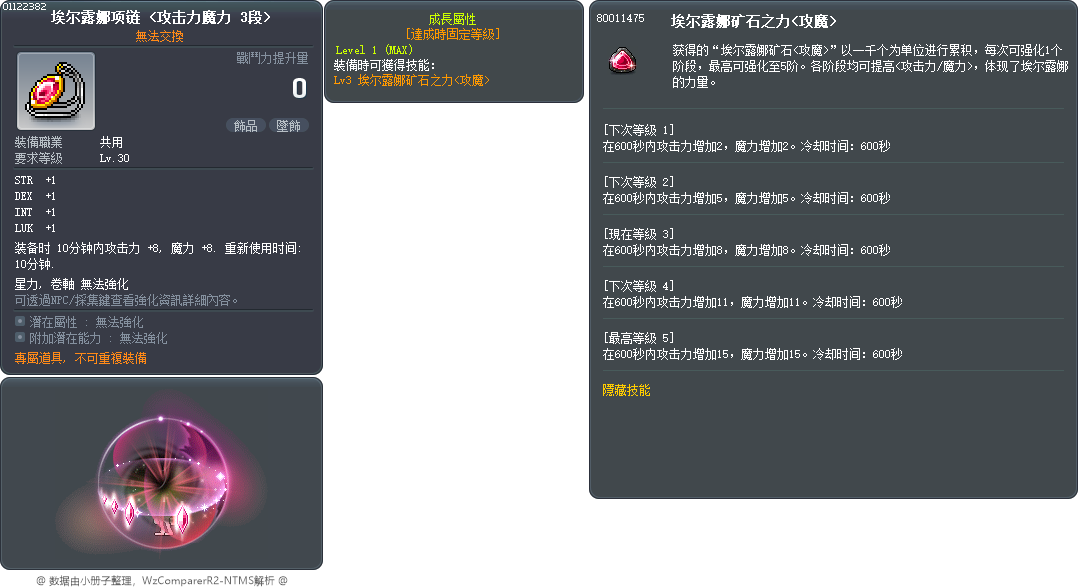 埃尔露娜项链 <攻击力魔力 3段> Tooltip