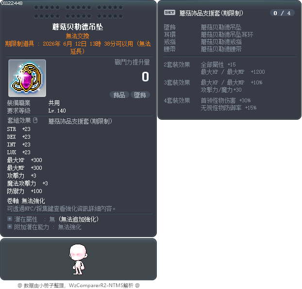 蘑菇贝勒德吊坠 Tooltip