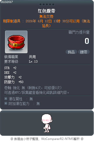紅色腹帶 Tooltip