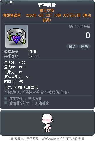 葡萄腰帶 Tooltip