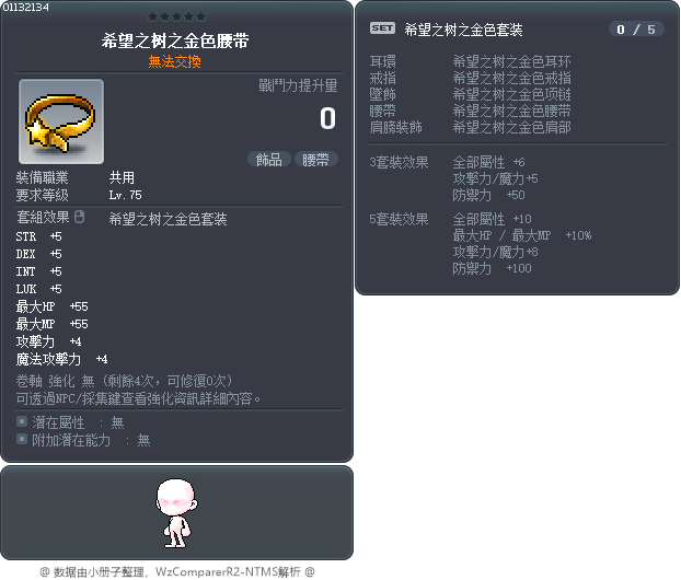 希望之树之金色腰带 Tooltip