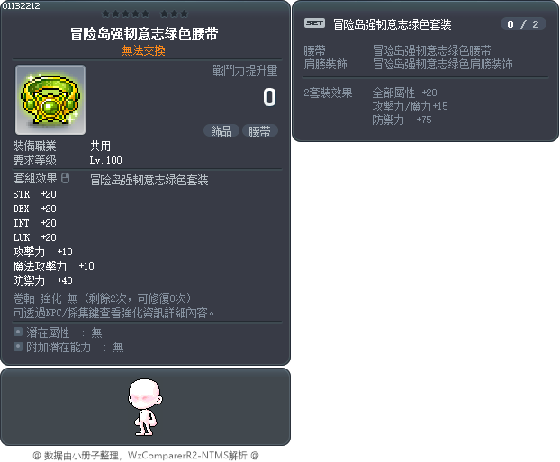 冒险岛强韧意志绿色腰带 Tooltip