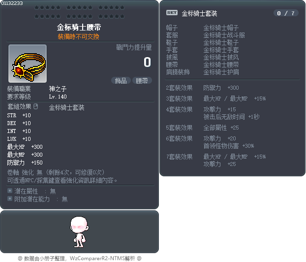 金标骑士腰带 Tooltip