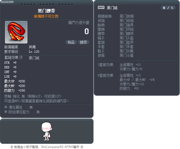 黑门腰带 Tooltip