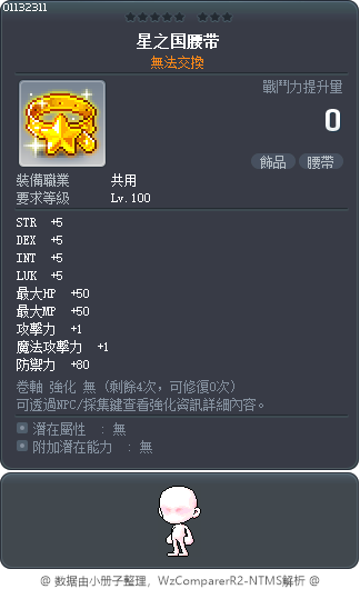 星之国腰带 Tooltip