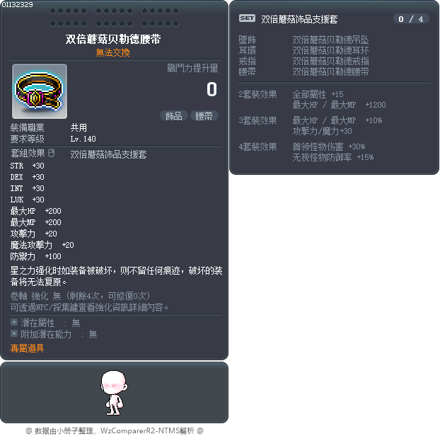 双倍蘑菇贝勒德腰带 Tooltip
