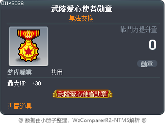 武陵爱心使者勋章 Tooltip