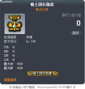 骑士团长勋章 Tooltip
