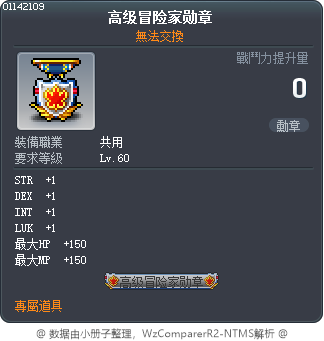 高级冒险家勋章 Tooltip