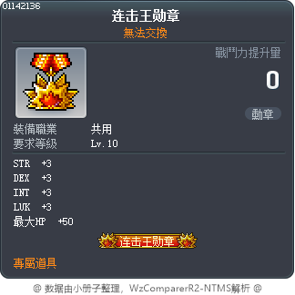 连击王勋章 Tooltip