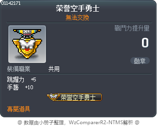 名譽徒手遊俠 Tooltip