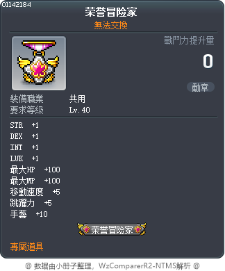 荣誉冒险家 Tooltip