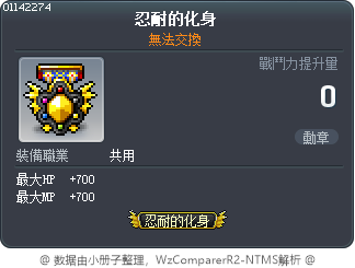 忍耐的化身 Tooltip