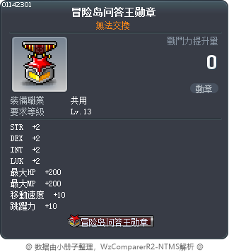 冒险岛问答王勋章 Tooltip
