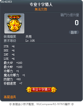 专业十字猎人 Tooltip