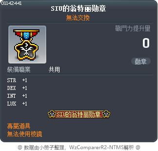 SIU的翁特丽勋章 Tooltip