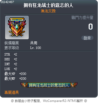 拥有狂龙战士的意志的人 Tooltip