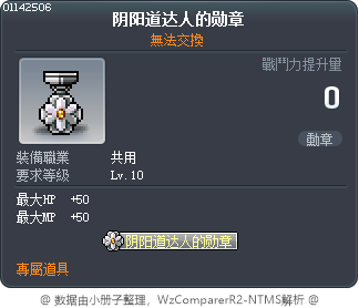 阴阳道达人的勋章 Tooltip