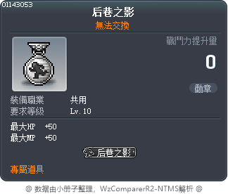 后巷之影 Tooltip