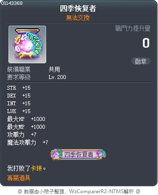 四季恢复者 Tooltip