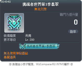 挑战者世界第1季翡翠 Tooltip