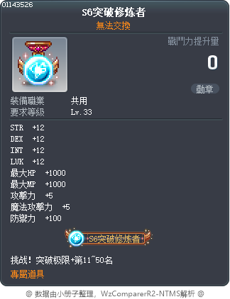 S6突破修炼者 Tooltip