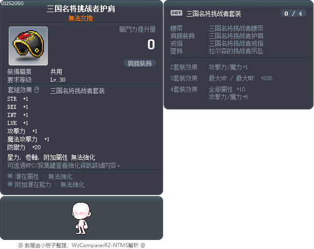 三国名将挑战者护肩 Tooltip