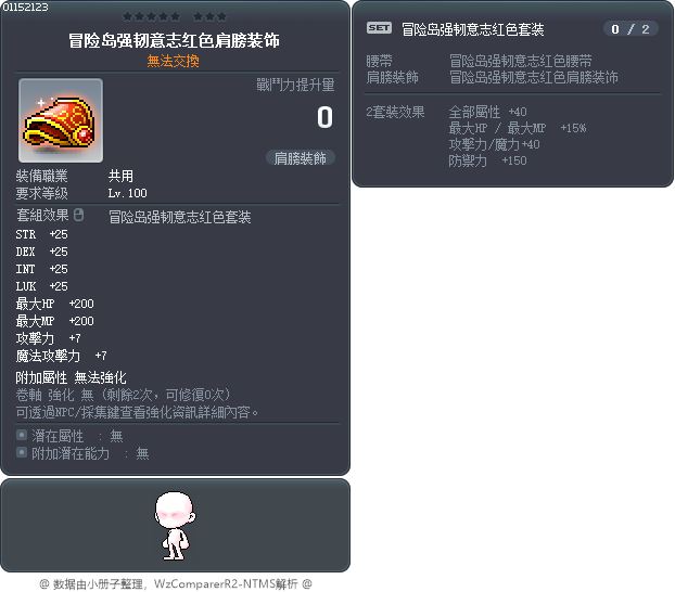 冒险岛强韧意志红色肩膀装饰 Tooltip