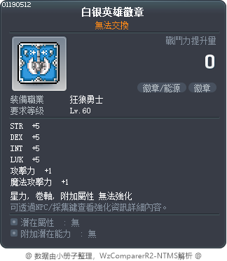 銀英雄徽章 Tooltip