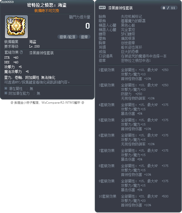 密特拉之愤怒：海盗 Tooltip