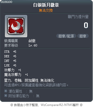 銀月牙戟徽章 Tooltip