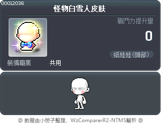 怪物白雪人皮肤 Tooltip
