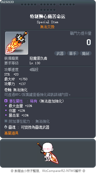 特制狮心痛苦命运 Tooltip